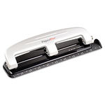 12-Sheet Capacity Three-Hole Punch, Rubber Base, Gray