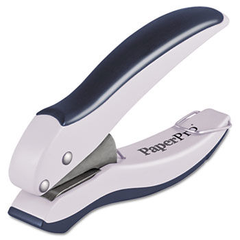 10-Sheet Capacity One-Hole Punch, Rubber Handle, Gray