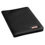 Leather-Look Pad Folio, Inside Flap Pocket w/Card Holder, Black