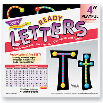 Ready Letters Alpha-Beads Letter Combo Pack, Black,Multiple Colors, 4""h, 216/Set