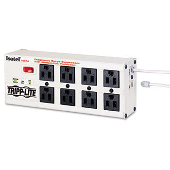 ISOTEL8ULTRA Isobar Surge Suppressor Metal RJ11, 8 Outlet 12ft Cord, 3840 Joules