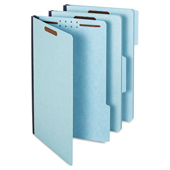 Folders, Two Inch Expansion, Two Fasteners, 1/3 Cut, Legal, Light Blue, 25/Box