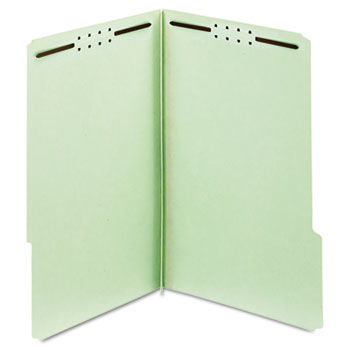 Folders, One Inch Expansion, Two Fasteners, 1/3 Cut Tab, Legal, Green, 25/Box