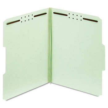 Folders, Three Inch Expansion, Two Fasteners, 1/3 Cut, Letter, Green, 25/Box