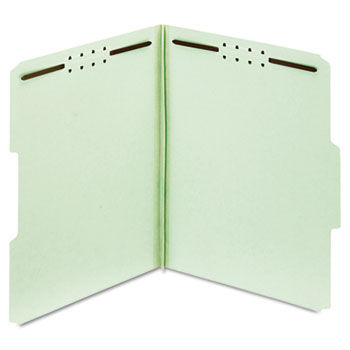 Folders, Two Inch Expansion, Two Fasteners, 1/3 Cut, Letter, Green, 25/Box