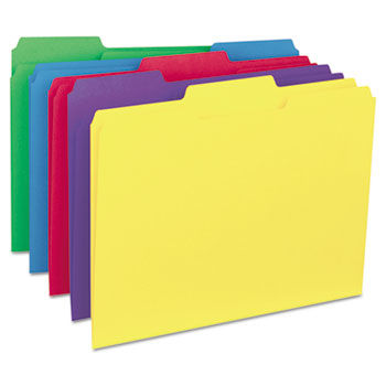 Recycled Interior File Folders, 1/3 Cut Top Tab, Letter, Assorted, 100/Box