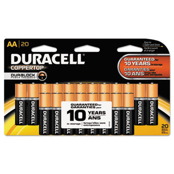 CopperTop Alkaline Batteries w/ Duralock Power Preserve Technology, AA, 20/Pack