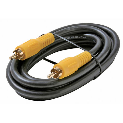 12' Black M-M RG59 RCA Video Cable Assembly