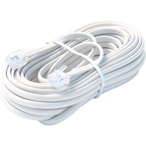 25' White 6-Conductor Telephone Line Cord