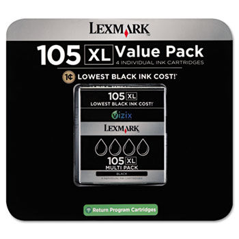 14N0843 (105XL) High-Yield Ink, 510 Page-Yield, 4/Pk, Black