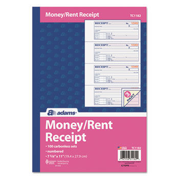 Receipt Book, 7 5/8 x 11, Three-Part Carbonless, 100 Forms