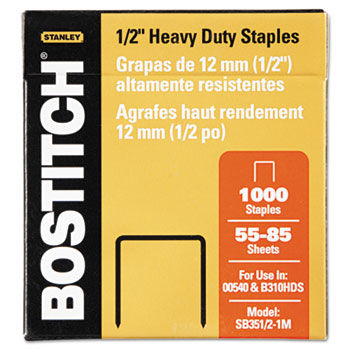 Heavy-Duty Staples, 1/2 Inch Leg, 100 Strip Count, 1,000/Box