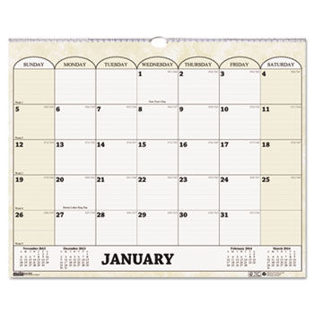 Monthly Horizontal Wall Calendar, 15 x 12, 2014