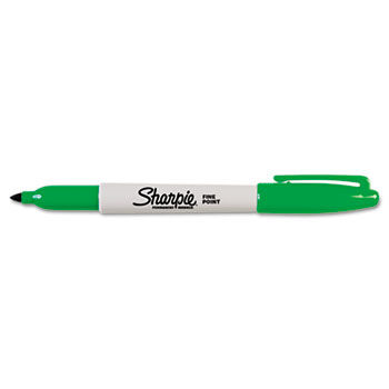 Permanent Marker, Fine Point, Green, 1/Each