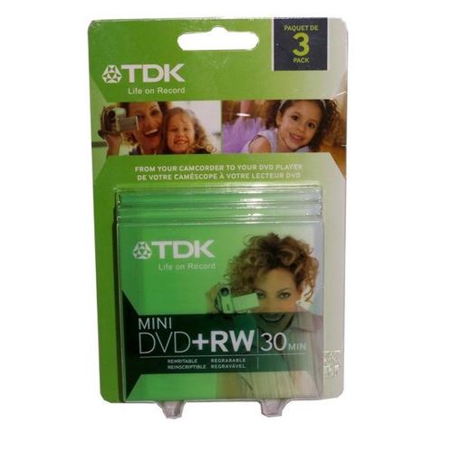 TDK 3 Pack Mini DVD+RW 30 Minute 1.4GB Discs Case Pack 5