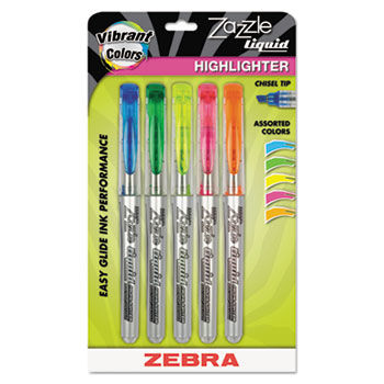 Z-HL Three-Chamber Liquid Highlighter, Chisel Tip, Asst Colors