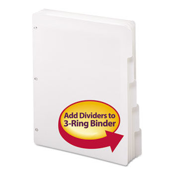 Three-Ring Binder Index Divider, 5-Tab, White