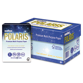 POLARIS 3-Hole Punched Copy Paper, 8 1/2 x 11, 20lb, White, 5,000 Sheets/Carton