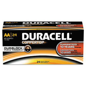 CopperTop Alkaline Batteries with Duralock Power Preserve Technology, AA, 24/Box