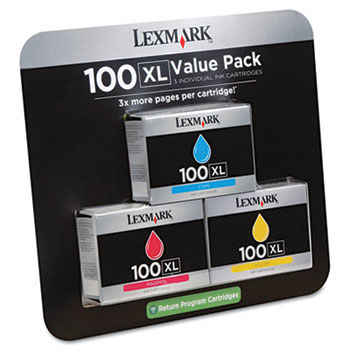 14N1188 (100XL) High-Yield Ink, 3/Pack, 600 Page-Yield, Cyan, Magenta, Yellow