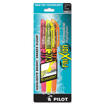 Frixion Lite Erasable Highlighter, Assorted Ink, Chisel, 3 per Pack