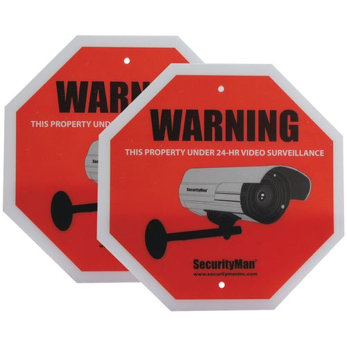 SECURITY MAN Sign2PK-EN Surveillance Warning Signs, 2 pk