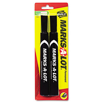 Permanent Marker, Large Chisel Tip, Black, 2 per Pack