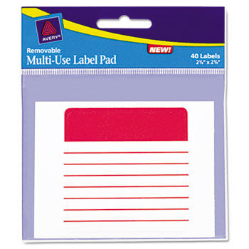 Removable Label Pads, 2-5/8 x 2-5/8, White, 40/Pack