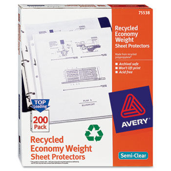 Top-Load Recycled Polypropylene Sheet Protector, Semi-Clear, 200/Pack