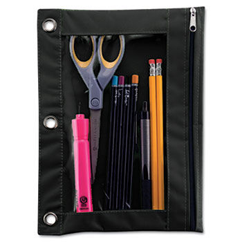 Binder Pencil Pouch, 10 x 7 3/8, Black/Clear