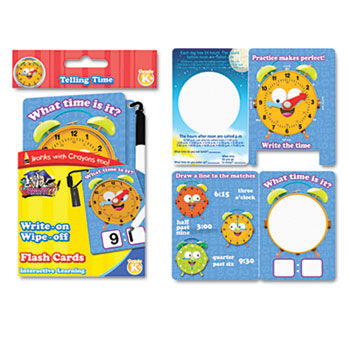 Write On/Wipe Off Flash Cards, Telling Time, K and Up, 9/Pk