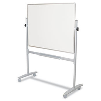 Mobile Reversible Whiteboard, White/Silver, 60w x 48h