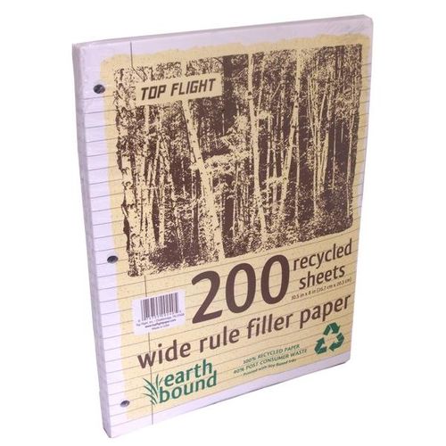 Top Flight 200 Ct Wide Ruled Filler Paper Recycled Case Pack 24