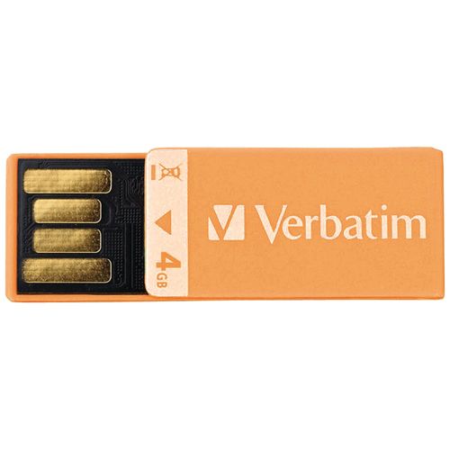 VERBATIM 97551 4GB Clip It USB Drive (Orange)