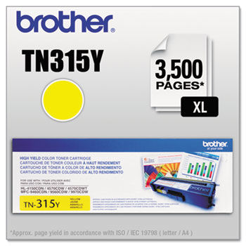 TN315Y (TN-315Y) High-Yield Toner, 3,500 Page-Yield, Yellow