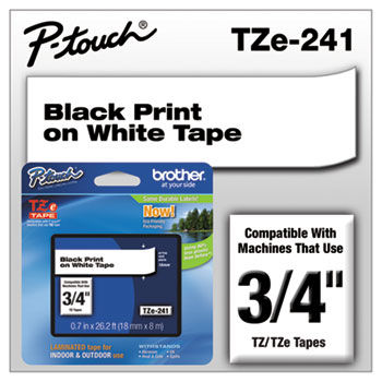 TZe Standard Adhesive Laminated Labeling Tape, 3/4w, Black on White