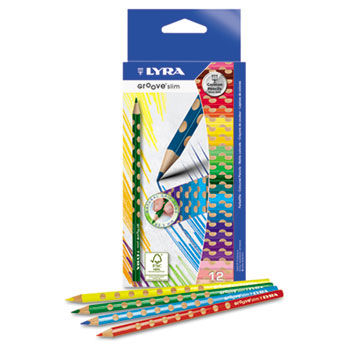 Groove Slim Colored Pencils, Assorted, 12 per Pack