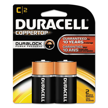 CopperTop Alkaline Batteries with Duralock Power Preserve Technology, C, 2/Pack