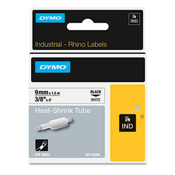 Rhino Heat Shrink Tubes Industrial Label Tape Cassette, 3/8"" x 5 ft, White