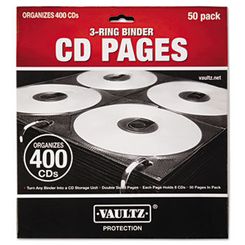 Two-Sided CD Refill Pages for Three-Ring Binder, 50/Pack