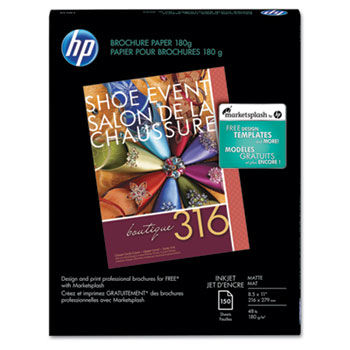 Inkjet Brochure/Flyer Paper, 103 Brightness, 48lb, 8-1/2 x 11, White, 150/Pack