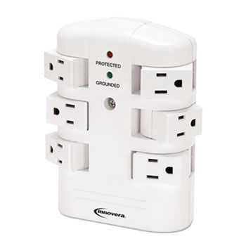 Wall Mount Surge Protector, 6 Outlets, 2160 Joules