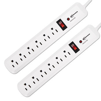 Surge Protector, 6 Outlets, 4ft Cord, 540 Joules, 2/PK