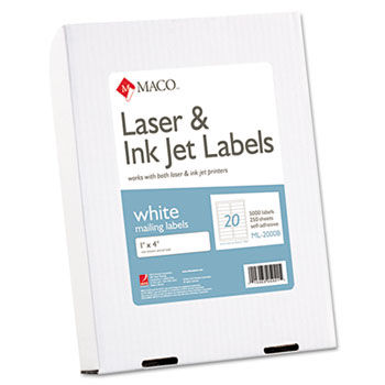 White All-Purpose Labels, 1 x 4, 5000/Box