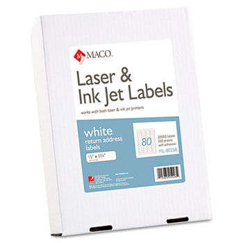 White All-Purpose Labels, 1/2 x 1-3/4, 20000/Box