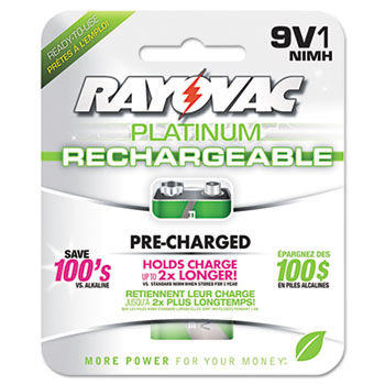 Platinum Rechargeable NiMH Batteries, 9V