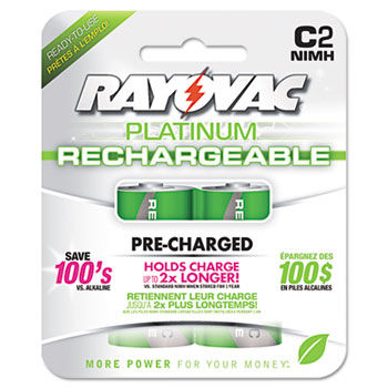 Platinum Rechargeable NiMH Batteries, C, 2 per Pack