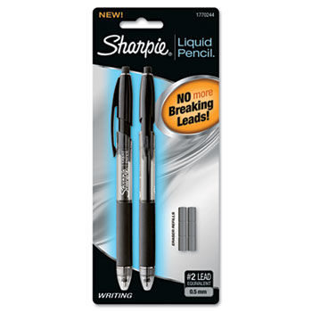 Liquid Mechanical Pencil, 0.5 mm, 6 Eraser Refills, 2 per Pack