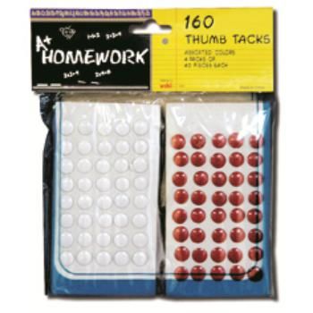 Thumb Tacks - 160 Count Asst.Colors Case Pack 48