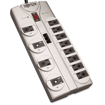 TLP1208TEL Surge Suppressor, 12 Outlet, RJ11, 8ft Cord, 2160 Joules